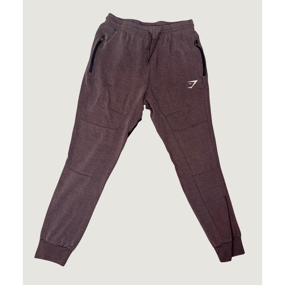 Gymshark Joggers Mens Medium Tapered Athletic Sweatpants Zipper Pockets Mauve M